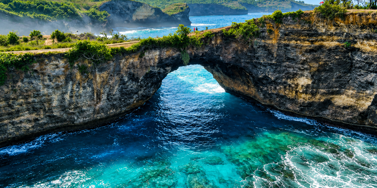 Pemandangan Tersembunyi Stone Balancing Di Nusa Penida