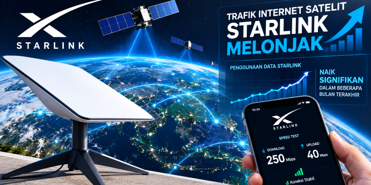 Trafik Internet Satelit Starlink Melonjak 2,3 Kali Di 2026